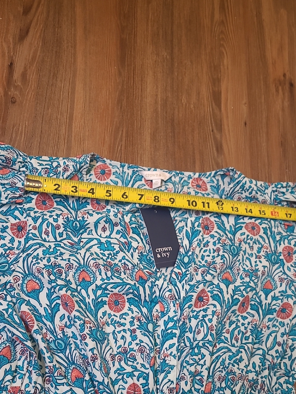 crown & ivy Teal and Coral Floral Maxi Dress - Picture 10 of 14